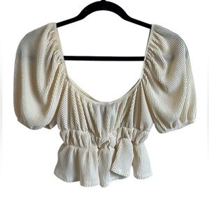F21 Cream Pleated Crop top